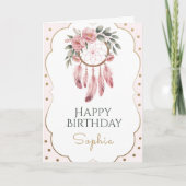 Carte Boho Floral Chic Birthday (Devant)