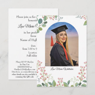 Carte Boho Floral High School Graduation Party 