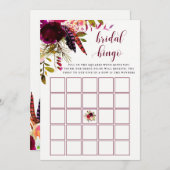 Carte Boho Floral | Jeu de Bingo pour Baby Shower de Mar (Devant / Derrière)