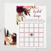 Carte Boho Floral | Jeu de Bingo pour Enterrement de Vie (Devant / Derrière)