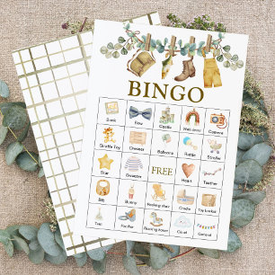 Carte Boho Floral Little Fisherman Baby shower Bingo