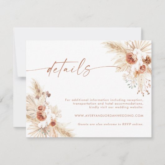 Carte Boho Floral Mariage Détails | Site Mariage (Devant)