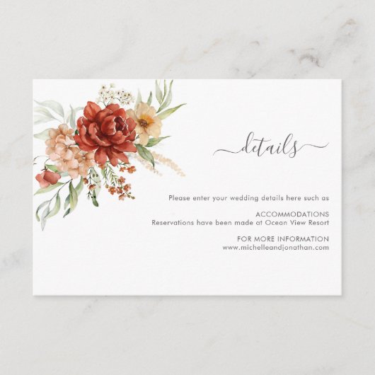 Carte Boho Floral Rustique Mariage (Devant)