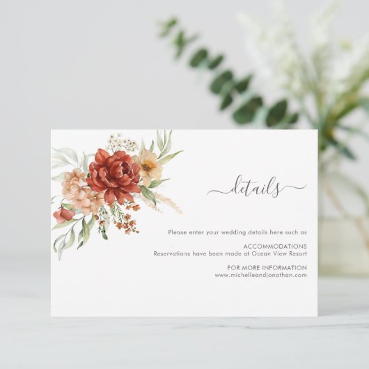 Carte Boho Floral Rustique Mariage (Debout devant)