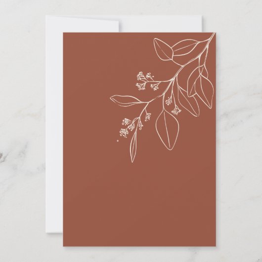 Carte Boho Floral Terracotta Mariage (Dos)
