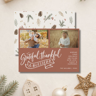 Carte Boho Grateful Merci Béni Famille Noël