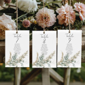 Carte Boho greenery table number seating chart cards