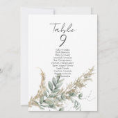 Carte Boho greenery table number seating chart cards (Dos)