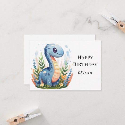 Carte Boho Happy Dino Anniversaire (Devant/Arrière en situation)