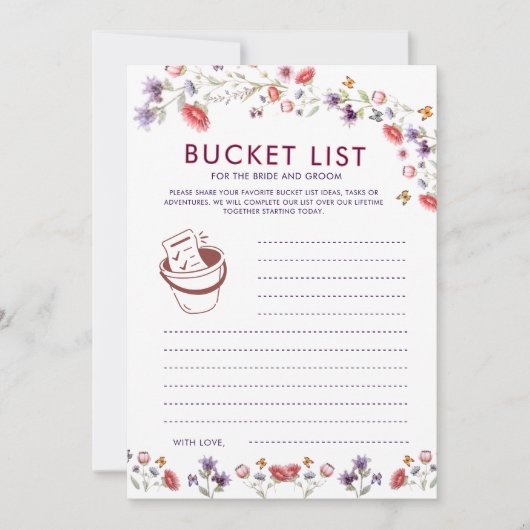 Carte Boho Lavender Wildflower Bridal Shower Bucket List (Devant)