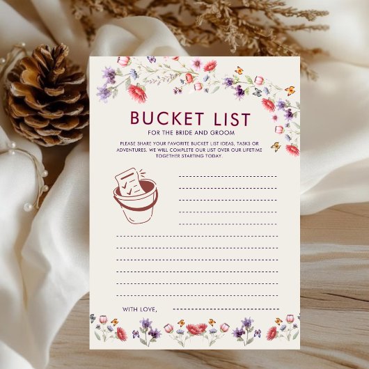 Carte Boho Lavender Wildflower Bridal Shower Bucket List