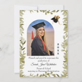 Carte Boho Leaf Border College Graduation announcement (Devant)
