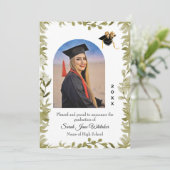 Carte Boho Leaf Border Hi-School Graduation announcement (Debout devant)