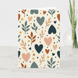 Carte Boho Love Hearts Leaves