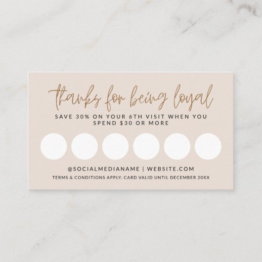 Carte Boho Loyalty Timbre Moderne (Dos)