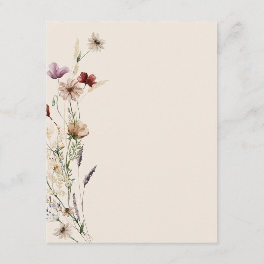 Carte Boho Mariage Fleur sauvage (Dos)
