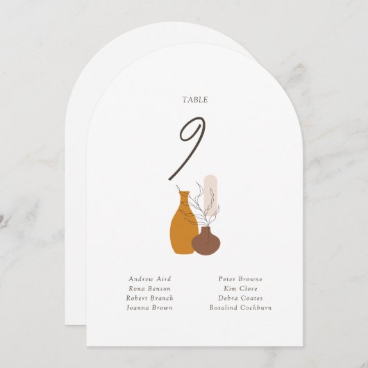 Carte Boho Minimalist Vases Mariage (Devant / Derrière)