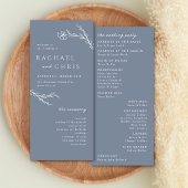 Carte Boho moderne Floral Outline en Acier Dusty bleu