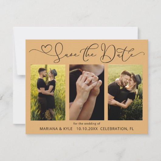 Carte Boho moderne Yellow Photos Mariage Enregistrer la  (Devant)