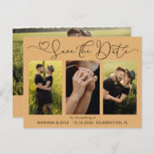 Carte Boho moderne Yellow Photos Mariage Enregistrer la  (Devant / Derrière)