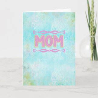 Carte Boho Mom Birthday Card, Teal Pink Mandala