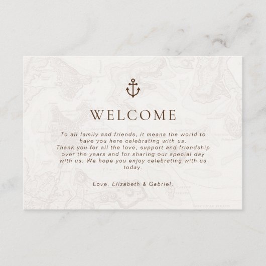 Carte Boho Nautique Mariage Timeline (Devant)