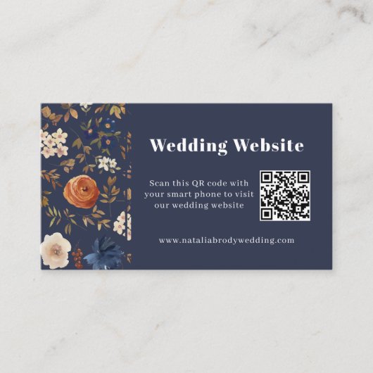 Carte Boho Navy Blue Terracotta Mariage (Devant)
