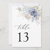 Carte Boho Ocean Beach Coral Blue Mariage Numéro de tabl (Devant)