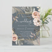 Carte BOHO PAMPAS GRASS Mariage TROPICAL (Debout devant)