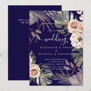 Carte BOHO PAMPAS GRASS Mariage TROPICAL