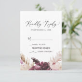 Carte Boho Pampas Grass simple RSVP (Debout devant)