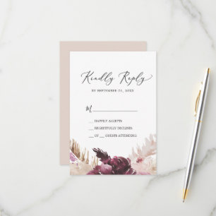 Carte Boho Pampas Grass simple RSVP