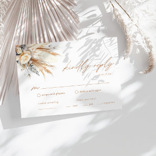 Carte Boho Pampas Mariage Grass RSVP Enclôture