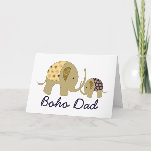 Carte Boho Papa, Gold Elephant (Devant)
