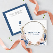 Carte Boho pastel bleu & bleu Mariage "Merci"