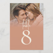 Carte Boho Photo Overlay Terracotta Crème Numéro de tabl (Devant)