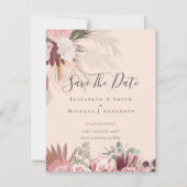 Carte BOHO PHOTO SAVE DATES - Pampas Grass Bourgogne (Devant)