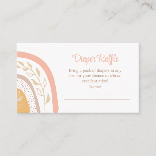 Carte Boho PInk Rainbow Diaper Raffle Enclôture (Devant)