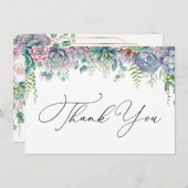 Carte Boho pourpre et vert Merci succulent (Devant / Derrière)