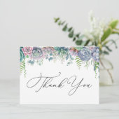 Carte Boho pourpre et vert Merci succulent (Debout devant)