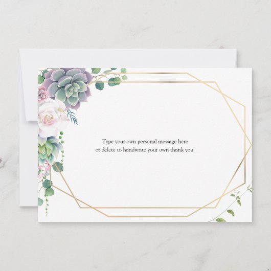 Carte Boho pourpre et vert Merci succulent (Dos)