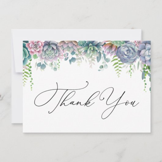 Carte Boho pourpre et vert Merci succulent (Devant)