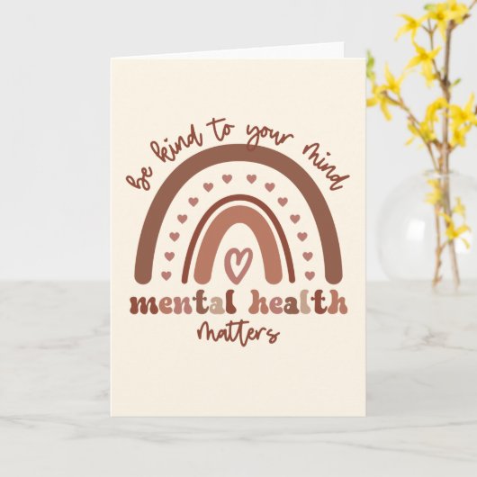 Carte Boho Rainbow La Santé Mentale Soit Conforme À Votr (Fleur jaune)