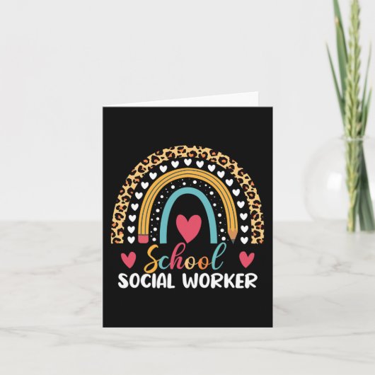 Carte Boho Rainbow School Social Worker (Devant)