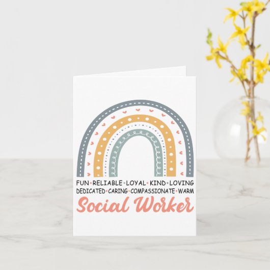 Carte Boho Rainbow Social Work Mois (Fleur jaune)