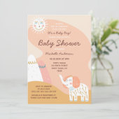 Carte Boho Ray of Sunshine Elephant Muted Baby shower (Debout devant)