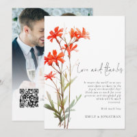 Boho Red Fleurs sauvages photo Mariage QR Merci