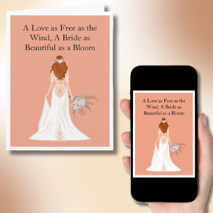 Carte Boho Red Hair Bride Fête des mariées Félicitations