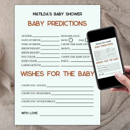 Carte Boho Retro Baby Prédictions et souhaits Baby showe