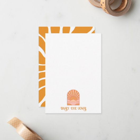 Carte Boho Retro Sunrise Flat Note (Devant/Arrière en situation)